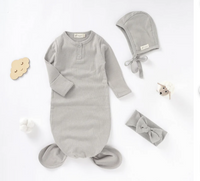 0-6 months organic cotton newborn dress swaddle set gender-neutral baby romper clothing set with headband and hat// WolBos