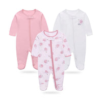 3pc two way Zipper Baby Romper Long Sleeves Cartoon overalls Newborn Baby Girls Boys Clothes Cotton roupa infantil Pajamas Wol Bos