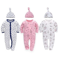 Barboteuse Pyjama plus chapeau LUCA™⎮Lot de 3 Pyjamas 100% coton - unisexe manche longue - Wol Bos