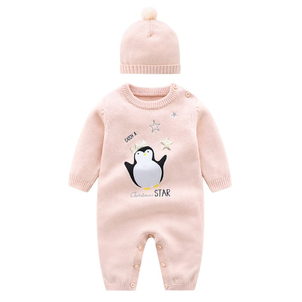 Barboteuse Tricotée à Manches Longues pour Bébé Fille et Garçon, Combinaison, Ensemble de Vêtements, 2 Pièces, Automne et Hiver Cutemily Kids Store