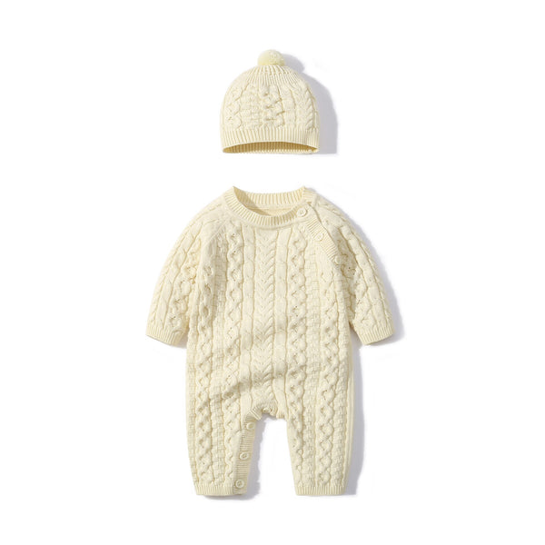 Barboteuse Tricotée à Manches Longues pour Bébé Fille et Garçon, Combinaison, Ensemble de Vêtements, 2 Pièces, Automne et Hiver Cutemily Kids Store