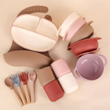 Ensembles de vaisselle alimentaire sans BPA bébé bol en silicone plaque silicone bébé vaisselle ensemble d'alimentation WolBos