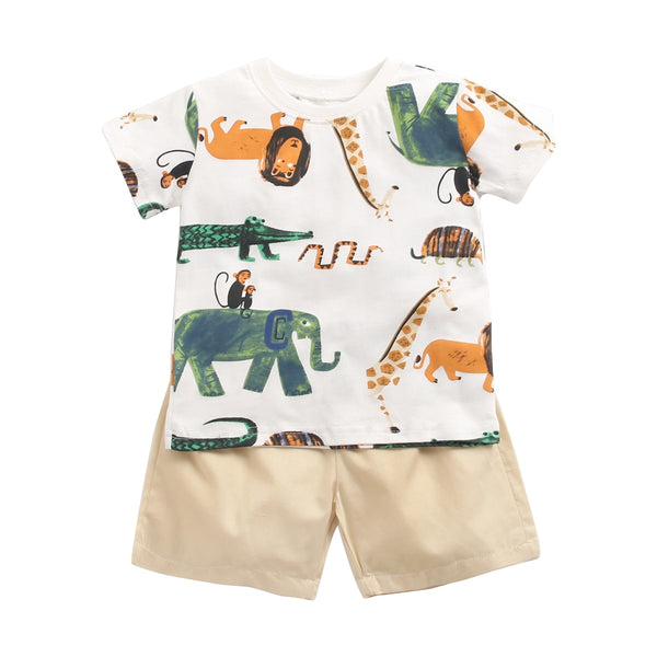 Ensemble d'été t-shirt et short en Coton pour bébé. WolBos